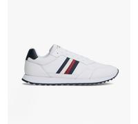 Tommy Hilfiger Mens Signature Tape Cleat Leather Trainers White - UK 8