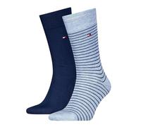 Tommy Hilfiger Men's Small Stripe Classic Sock, Light Blue Melange, 39 to 42 (Pack of 2)