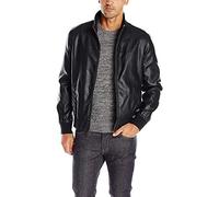 Tommy Hilfiger Men's Smooth Lamb Touch Faux Leather Unfilled Windbreaker Bomber Jacket, Black, S