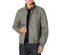 Tommy Hilfiger Men's Smooth Lamb Touch Faux Leather Unfilled Windbreaker Bomber Jacket, Light Grey, S