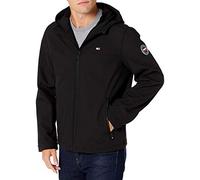 Tommy Hilfiger Men's Soft Shell Water Resistant Hooded Jacket Transitional, Black, 2X