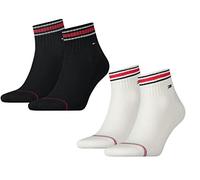 Tommy Hilfiger Men's Sports Socks with Terry Towelling Sole, Sports Socks - Pack of 4, 2-piece ionic black/2-piece ionic white, 39-42