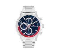 Tommy Hilfiger Men's Sporty Quartz Watch, Multifunctional Stainless Steel case, Sunray dial with Indexes and CD Textured sub-Eyes, Oversized Crown and Link Bracelet, Gift for