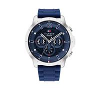 Tommy Hilfiger Men's Stainless Steel Case and Silicone Strap Watch, Color: Blue (Model: 1710489), Blue