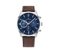 Tommy Hilfiger Men's Stainless Steel Quartz Watch with Leather Strap, Dark Brown, 22 (Model: 1791940), Brown, Quartz Watch