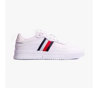 Tommy Hilfiger Mens SUPERCUP Stripes Leather Trainers White - Size UK 10.5