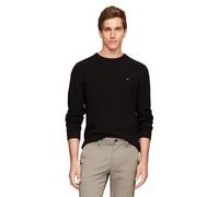 Tommy Hilfiger Men's Textured Waffle Knit Crewneck Sweater Lightweight Pullover, Available in Big & Tall, Black, XXL