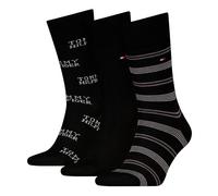 Tommy Hilfiger Men's Tommy Stripe Sock Giftbox, Black, 39 to 42 (Pack of 3)