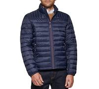 Tommy Hilfiger Men's Ultra Loft Lightweight Packable Puffer Jacket (Standard and Big & Tall) Down Alternative Coat, Royal Blue Color Block, L