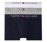 Tommy Hilfiger Mens Underwear 3Pack TH Original Logo Waistband Trunks Soft Boxer - White/Grey Cotton - Size 2XL