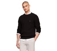 Tommy Hilfiger Men's Waffle Knit Crewneck Sweater Lightweight Pullover, Also Available in Big & Tall, Black, XL