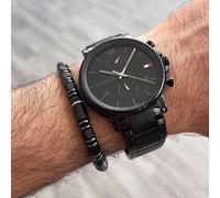 TOMMY HILFIGER MENS WATCH 1710414 STAINLESS STEEL BLACK STRAP BLACK DIAL GENUINE