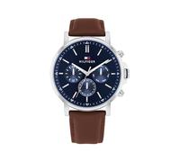 Tommy Hilfiger Men's Watch - 44 mm Quartz Multifunction Stainless Steel Case, CD-Textured Sunray Dial with Diamond-Cut Sub-Dials - Classic Dress Watch for Men, Brown Blue