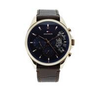 Tommy Hilfiger Men's Watch Brown Leather Strap Blue Dial 1710453