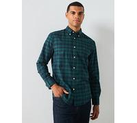 Tommy Hilfiger Mercerized Blackwatch Long Sleeve Regular Fit Shirt, Navy, Size L, Men Navy