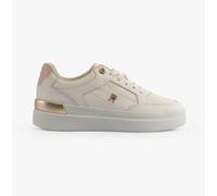 Tommy Hilfiger MONOGRAM METALLIC LEATHER Womens Court Trainers Ancient White - UK 7