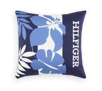 Tommy Hilfiger - Navy Blue Printed Canvas Decorative Cushion Cover 100% Cotton Exotic Floral Pattern Exotic and Fine Cushion Cover 40x40cm
