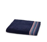 Tommy Hilfiger - Navy Terry Towelling Bath Towel 480gsm 100% Cotton Striped Weave Lightweight and Absorbent 100x150cm