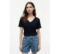 Tommy Hilfiger New Slim Cody V-Neck Short Sleeve, Navy, Size S, Women Navy