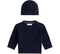 Tommy Hilfiger Newborn CABLE CREW WITH BEANIE KN0KN02158 BLUE (Dark Night Navy) 12 Month