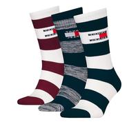 Tommy Hilfiger Organic Cotton Rugby Stripe Sock Giftbox, Navy/deep Rouge, 39 to 42 (Pack of 3)
