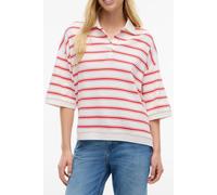 Tommy Hilfiger Oversized Fit Stripe Polo Shirt Multi Ecru/fire Red size XS | Poloshirts Outlet | Women | Brown XS
