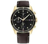 Tommy Hilfiger Parker 1791836 Men's Chronograph Watch - 44mm Black Dial Leather Strap