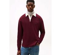 Tommy Hilfiger Peached Crest Pure Cotton Rugby Shirt Burgundy