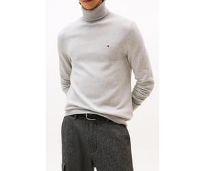 Tommy Hilfiger Pima Cotton Cashmere Herringbone Light Grey Heather/ivory Pe size XXL | Turtlenecks Outlet | Men | Gray XXL