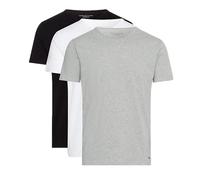 Tommy Hilfiger Men’s 3 Pack Short Sleeve Round Neck Stretch T-Shirts, Multicolor (Black/White/Grey Heather), S