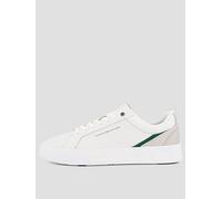Tommy Hilfiger Premium Leather Court Sneakers, White/Green, Size 40, Men White/Green