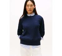 Tommy Hilfiger Pure Cotton Cable Knit Crew Neck Jumper Navy Mix
