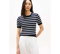 Tommy Hilfiger Pure Cotton Cable Knit Striped Knitted Top Navy Mix