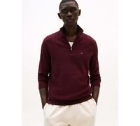 Tommy Hilfiger Pure Cotton Half Zip Jumper Burgundy
