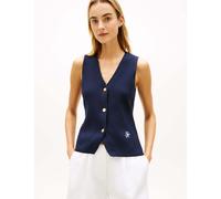 Tommy Hilfiger Pure Cotton Logo Embroidery Waistcoat Navy