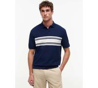 Tommy Hilfiger Pure Cotton Pique Striped Polo Shirt Navy