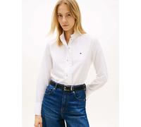 Tommy Hilfiger Pure Cotton Ruffle High Neck Shirt White
