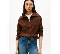 Tommy Hilfiger Pure Wool Cable Knit Half Zip Jumper Brown