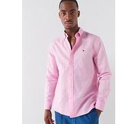 Tommy Hilfiger Linen Blend Solid Long Sleeve T-shirt Pink 2XL Men