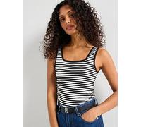 Tommy Hilfiger Ribbed Square Neck Slim Tank Top - Black, Black, Size L, Women Black