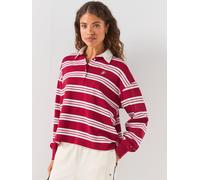 Tommy Hilfiger Rugby Stripe Relaxed Polo Sweatshirt, Multi, Size 2Xl, Women Print