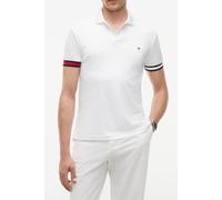 Tommy Hilfiger Men’s Polo Shirt Short Sleeve Liquid Cotton Slim Fit, White (White), S