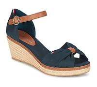 Elba Wedge Sandals in Canvas/Leather Navy Blue