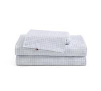 Tommy Hilfiger - Sheet Set Cotton Percale Bedding with Matching Pillowcase Crisp & Cool Premium Quality Home Essentials (New England Plaid Blue Tw