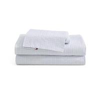 Tommy Hilfiger - Sheet Set, Cotton Percale Bedding with Matching Pillowcase, Crisp & Cool, Premium Quality Home Essentials (New England Plaid Blue, Twin)