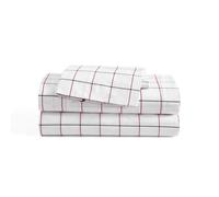 Tommy Hilfiger - Sheet Set Cotton Percale Bedding with Matching Pillowcase Crisp & Cool Premium Quality Home Essentials (Glasgow Windowpane Blue T