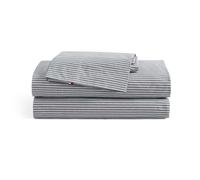 Tommy Hilfiger - Sheet Set Cotton Percale Bedding with Matching Pillowcases Crisp & Cool Premium Quality Home Essentials (Highland Ticking Stripe N