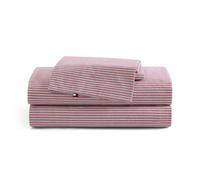 Tommy Hilfiger - Sheet Set Cotton Percale Bedding with Matching Pillowcases Crisp & Cool Premium Quality Home Essentials (Highland Ticking Stripe R