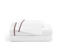 Tommy Hilfiger - Sheet Set, Cotton Percale Bedding with Matching Pillowcases, Crisp & Cool, Premium Quality Home Essentials (Global Stripe Red, Full)