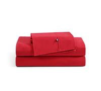 Tommy Hilfiger - Sheet Set Cotton Percale Bedding with Matching Pillowcases Crisp & Cool Solid Home Essentials (Red King)